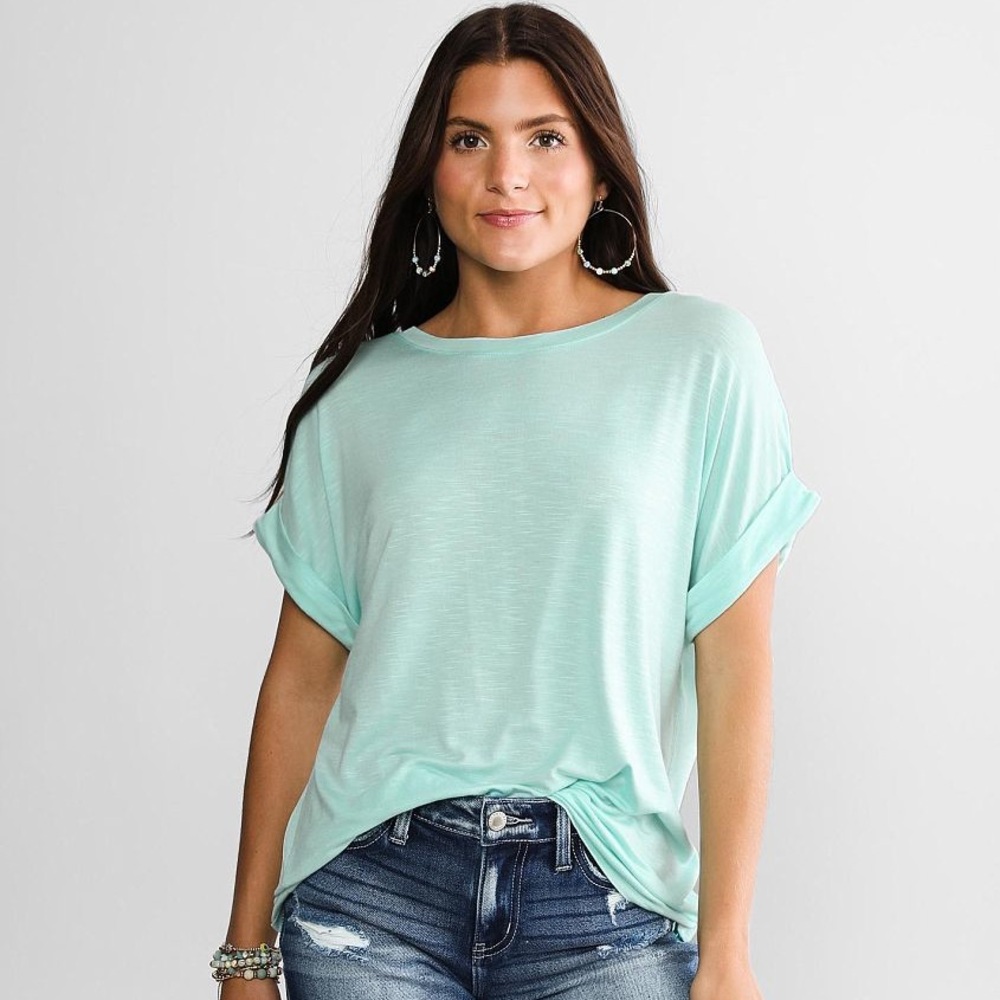 BKE by Buckle Cuffed Sleeve T-Shirt Color:Fair Aqua Size: Small NEW